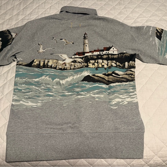 L.L. Bean X Todd Snyder Gray Turtleneck Sweater with Lighthouse Design - Picture 4 of 4